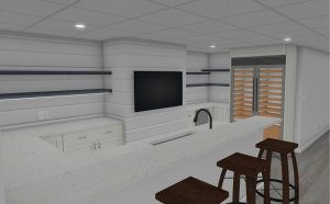 3D Design rendering of a basement remodel