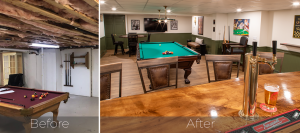 basement remodel before and after
